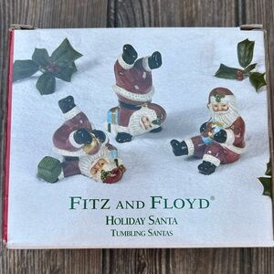 Fitz and Floyd 2002 Tumbling Santas Set of 3‎